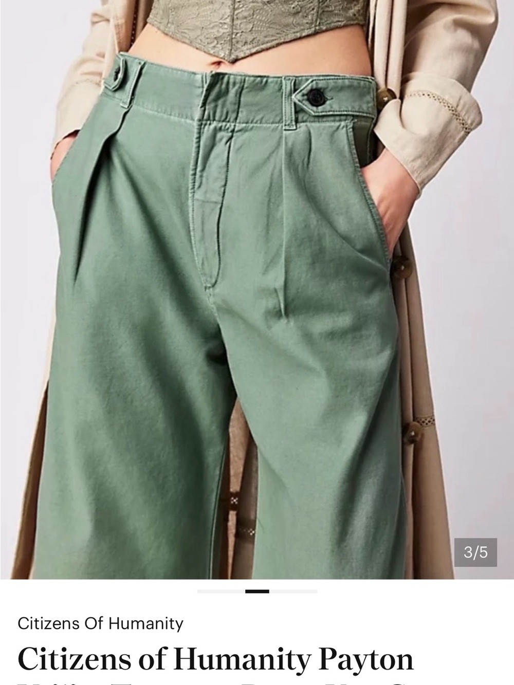 Citizens Of Humanity Payton Utility High Rise Trouser Sage Green Wide Leg Pants - Picture 9 of 13